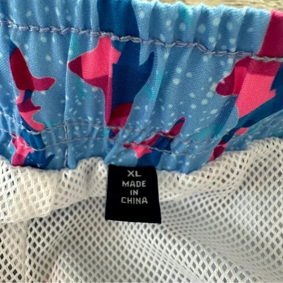 Tailorbyrd Mens XL Blue Shark Camo Print Mesh Lined Swim Trunks Shorts Swimwear - Picture 2 of 4